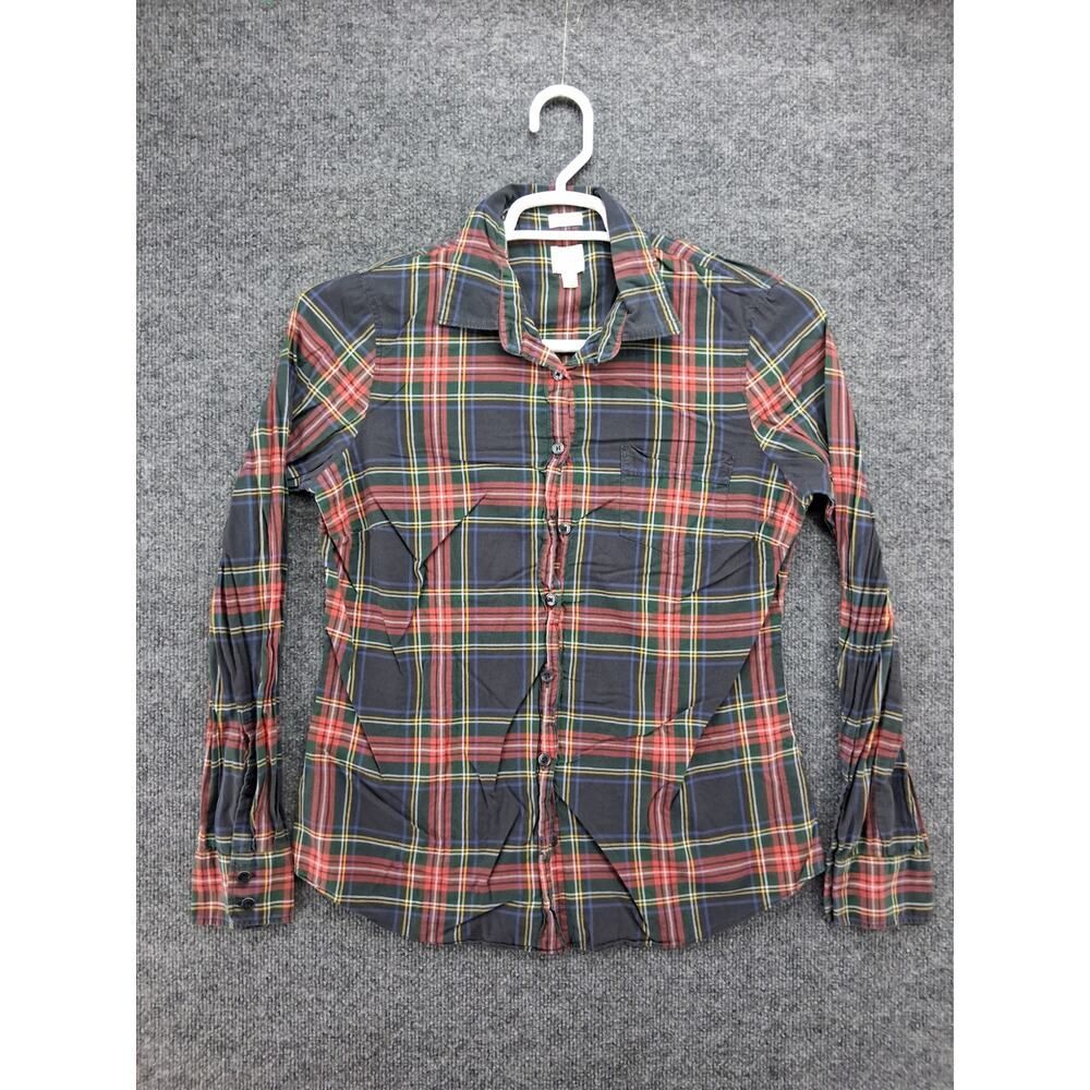 J Crew Top Womens Medium Button Up Shirt Long Sleeve Plaid Perfect Fit